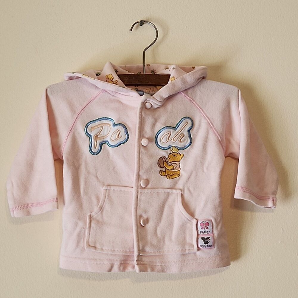 Vintage Disney Winnie The Pooh Jacket Pink With Baby Chick & Frogs Size 6/9mos